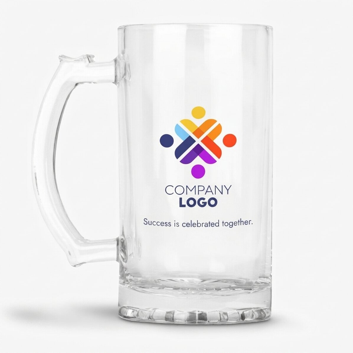 Gepersonaliseerde bierpul met logo en tekst