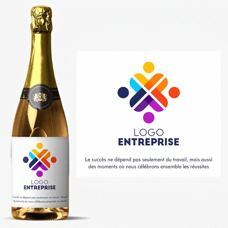 Vin mousseux personnalisé avec logo et texte