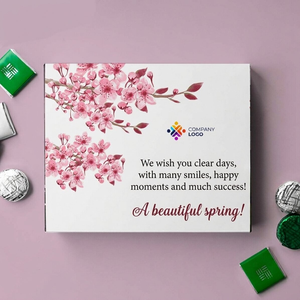Gepersonaliseerde bonbonnière met logo en tekst - Lente