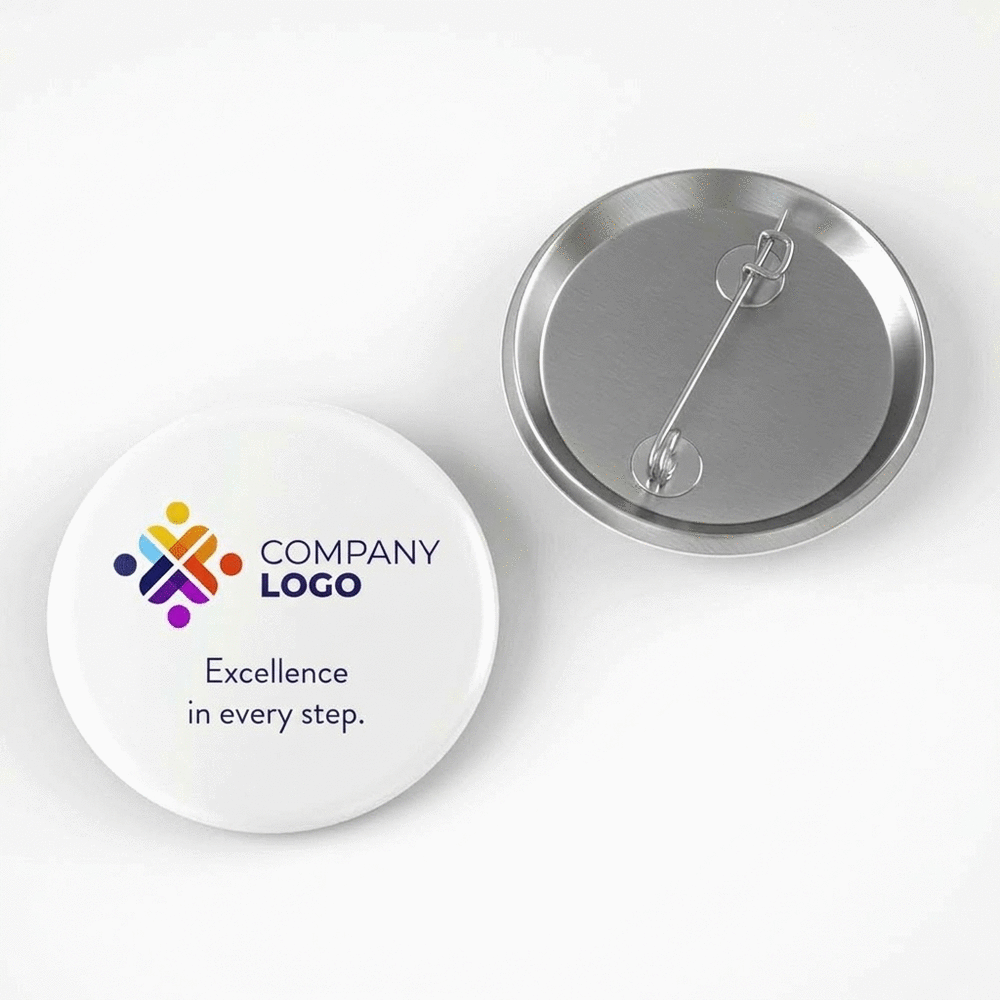 Gepersonaliseerde button met horizontaal logo en tekst