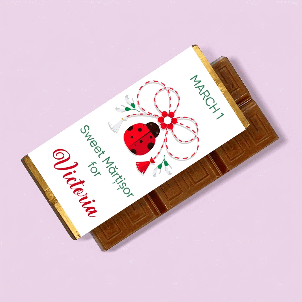 Gepersonaliseerde mini-chocoladereep met een lief berichtje