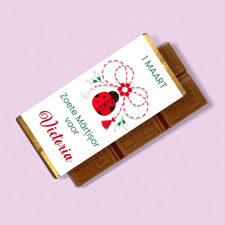 Gepersonaliseerde mini-chocoladereep met een lief berichtje