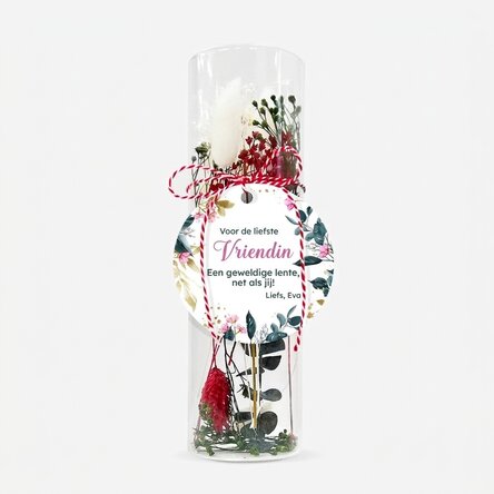 Martisor-sieraad van glas met geconserveerde bloemen, gepersonaliseerd met een boodschap - Mijn lief