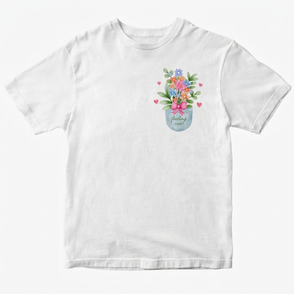 Katoenen T-shirt met gepersonaliseerde tekst - Pocket flowers