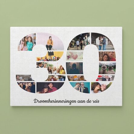 Gepersonaliseerd canvasdoek in liggend formaat met foto's en tekst - 30