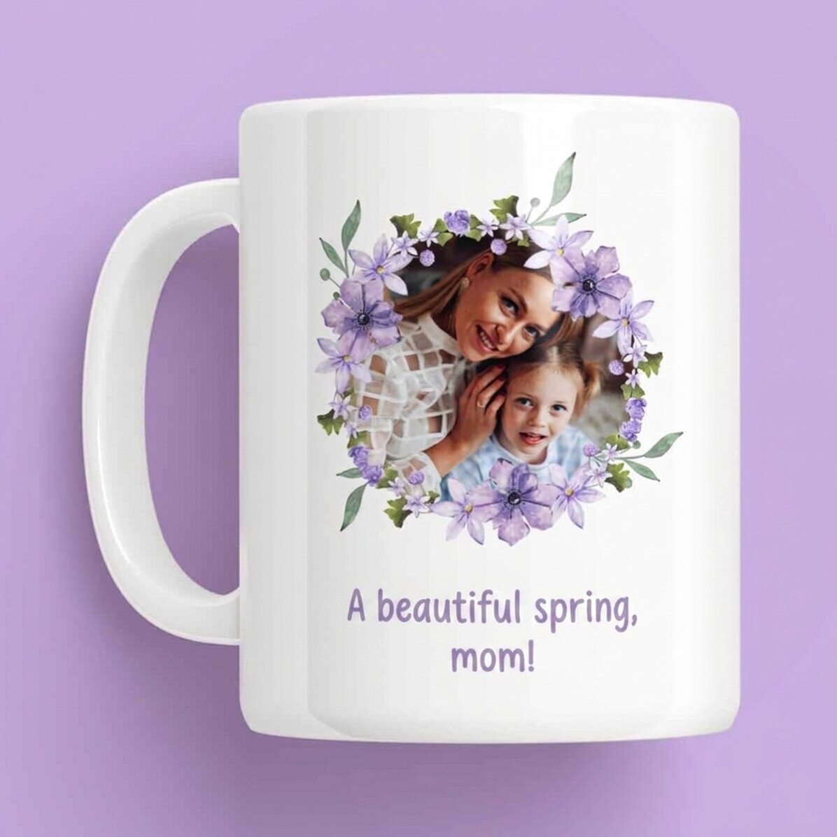 Gepersonaliseerde mok met een foto en tekst - Een mooie lente!