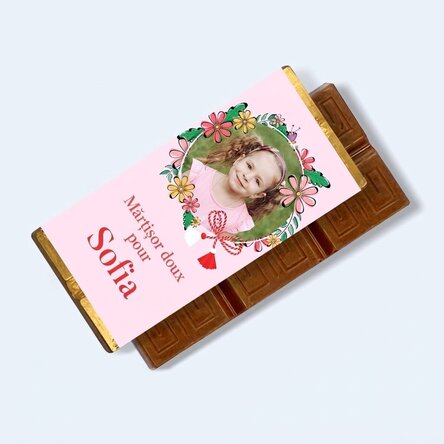 Mini-tablette de chocolat personnalisée avec un message et une photo