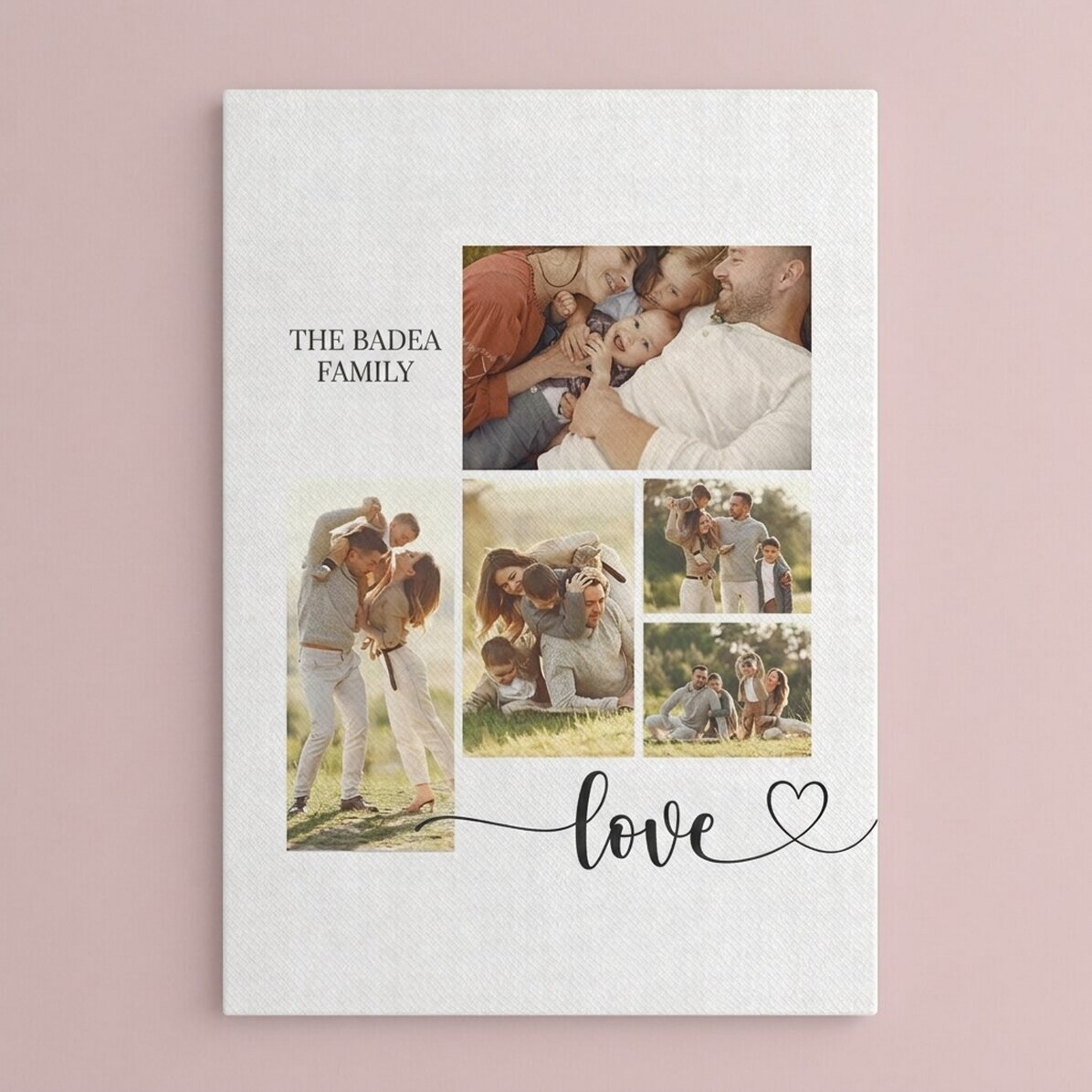 Gepersonaliseerd canvasdoek met tekst en 5 foto
