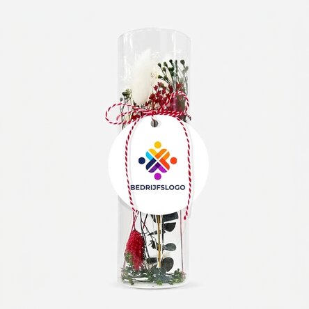 Martisor-sieraad van glas met geconserveerde bloemen, gepersonaliseerd met logo