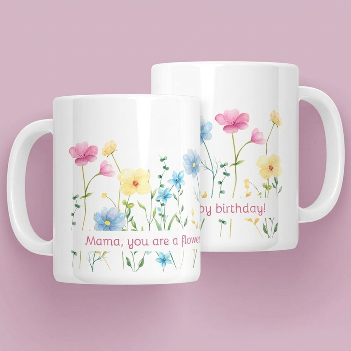 Gepersonaliseerde mok met tekst - Flowers