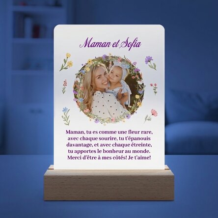 Lampe de veille LED personnalisée avec une photo et un texte - Printemps