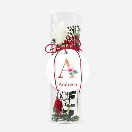 Glasornament met geconserveerde bloemen, gepersonaliseerd met tekst - Floral