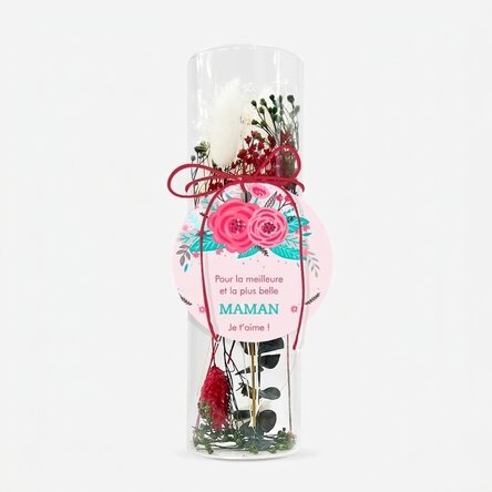 Ornement en verre avec des fleurs stabilisées, personnalisé avec un texte - Flowers