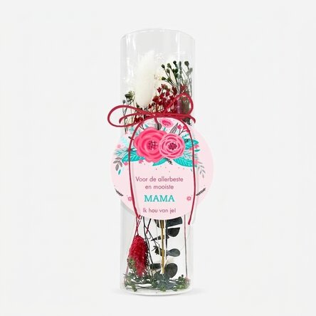 Glasornament met geconserveerde bloemen, gepersonaliseerd met tekst - Flowers