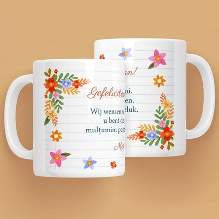 Gepersonaliseerde mok met tekst - Bloemen