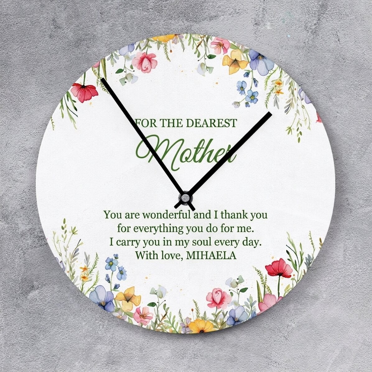 Gepersonaliseerd horloge met een bedankbericht - Floral