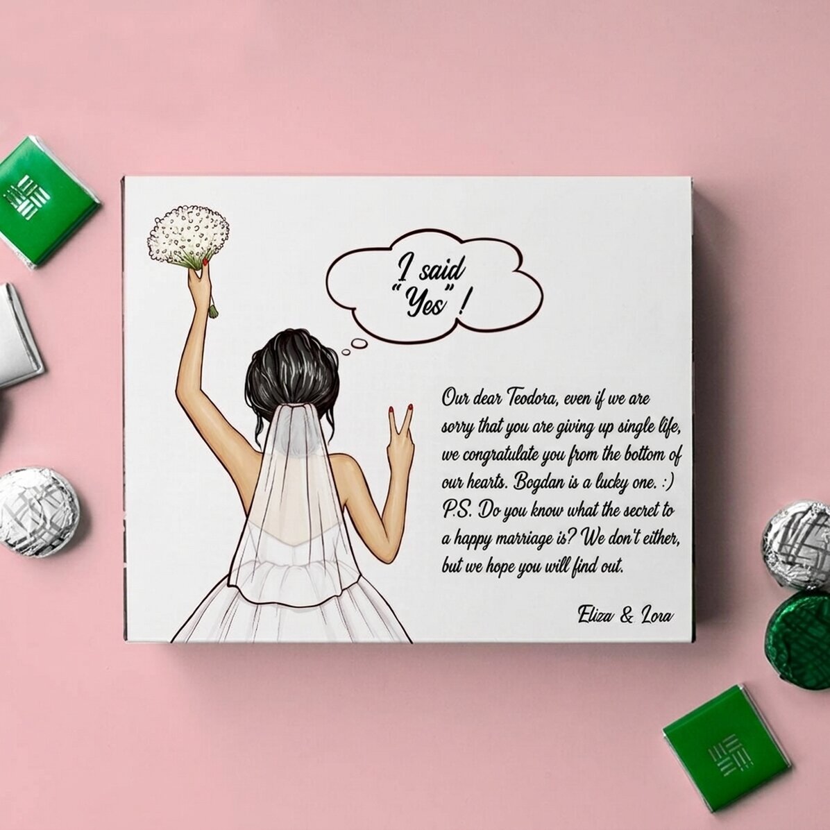 Gepersonaliseerd bonbonnière met boodschap - Bride to be