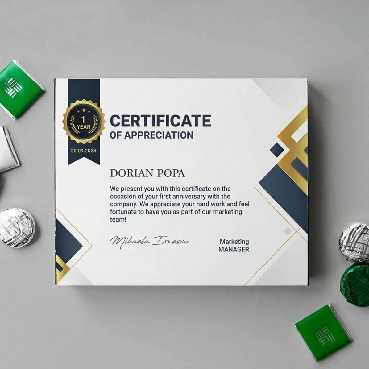 Boîte de bonbons personnalisée avec un message - Remerciements aux employés