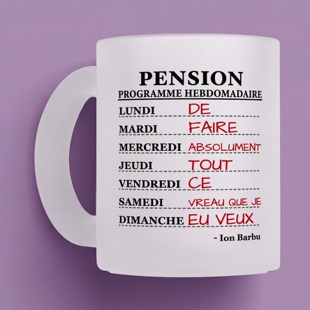 Gobelet en verre mat personnalisé avec texte - Programme hebdomadaire