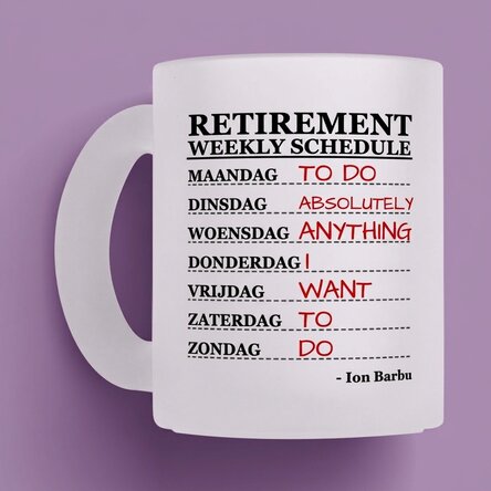 Gepersonaliseerde matte glazen mok met tekst - Weekplanning