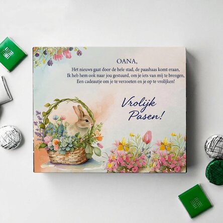 Gepersonaliseerd bonbondoosje met tekst - Fijne Pasen!