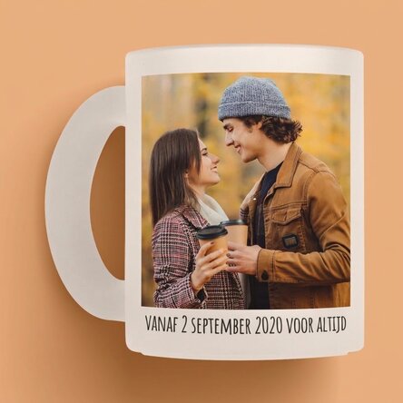 Gepersonaliseerde matte glazen mok met 2 foto