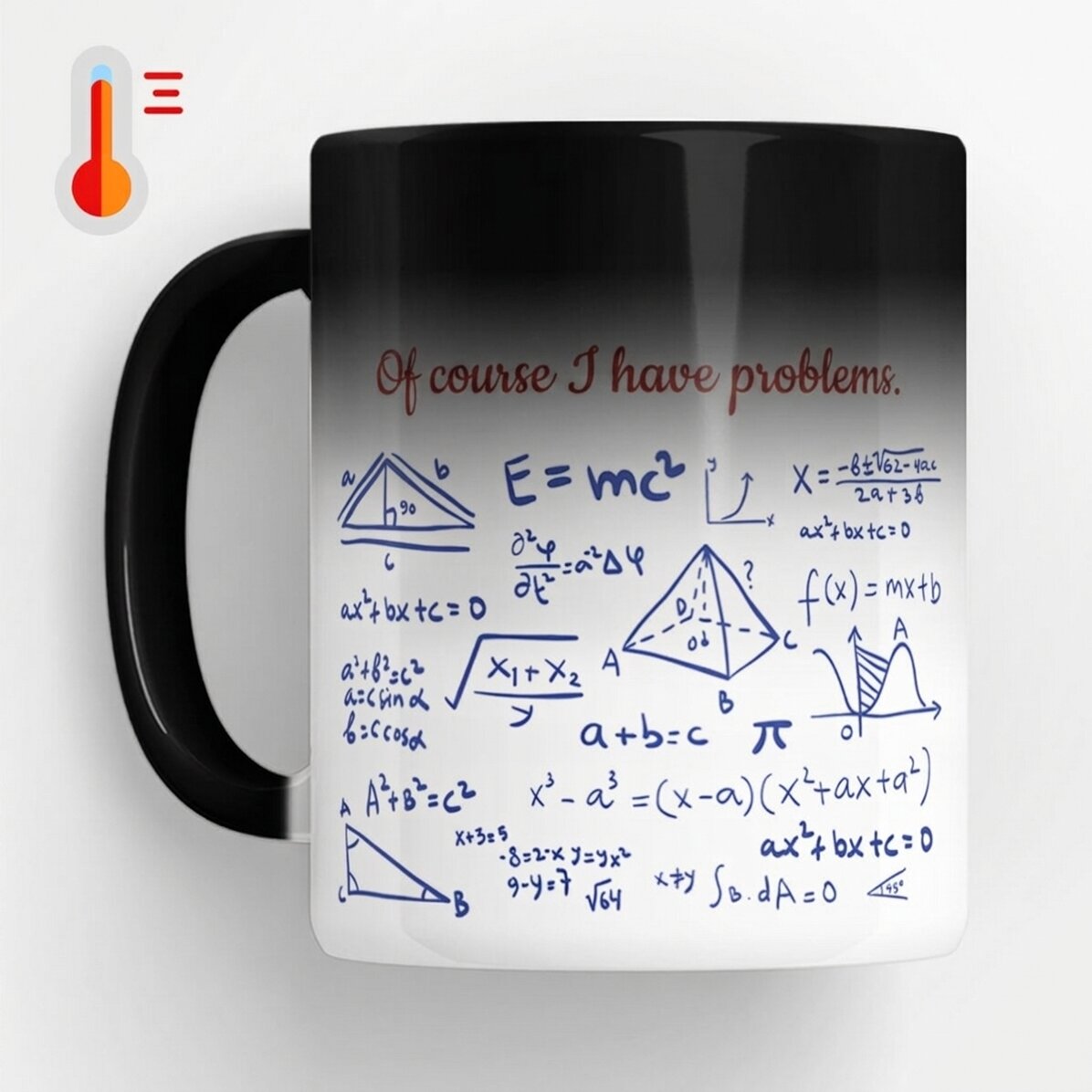 Tasse thermosensible personnalisée avec message - Professeur de mathématiques