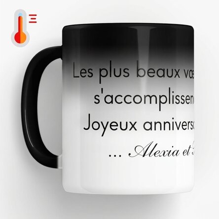 Tasse thermosensible personnalisée avec texte - Un message pour vos proches