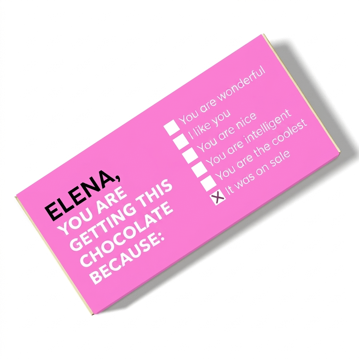Chocolat personnalisé avec un message - Parce que