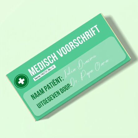 Chocolade met gepersonaliseerde tekst - Medisch voorschrift