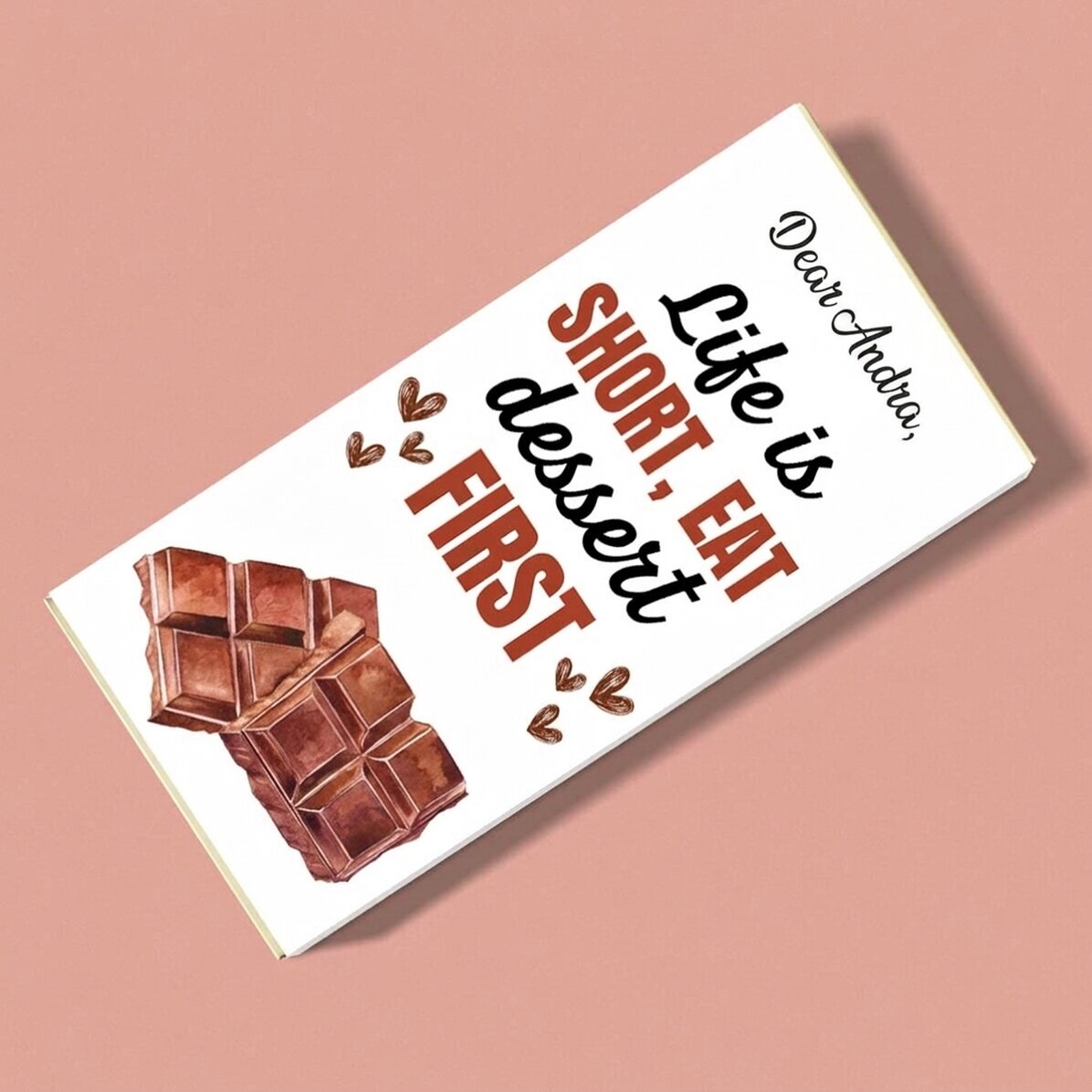 Chocolat personnalisé avec inscription - « Life is short »