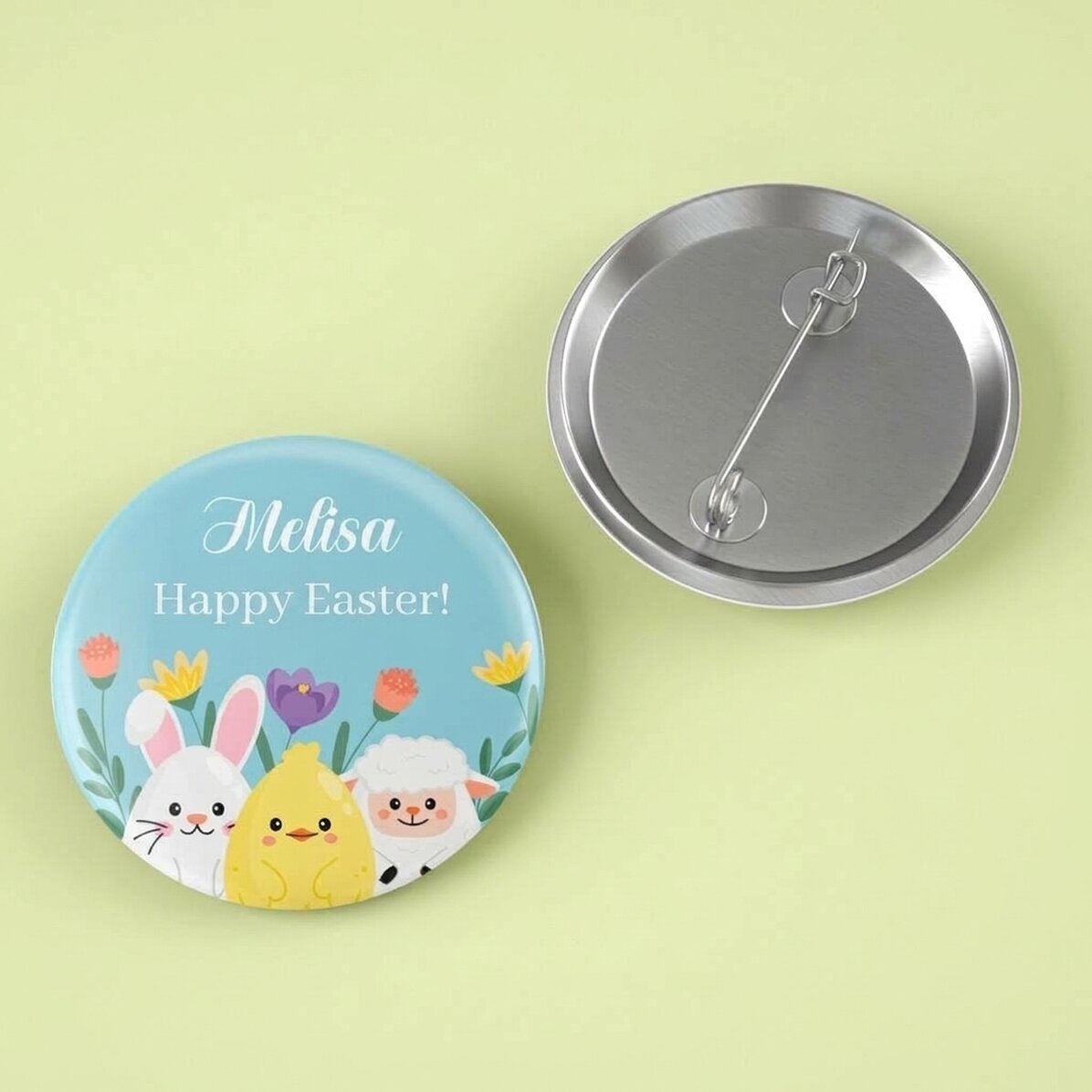 Gepersonaliseerde button met paasboodschap - Dierentjes