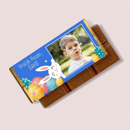 Gepersonaliseerde mini-chocoladereep met boodschap en foto - Pasen