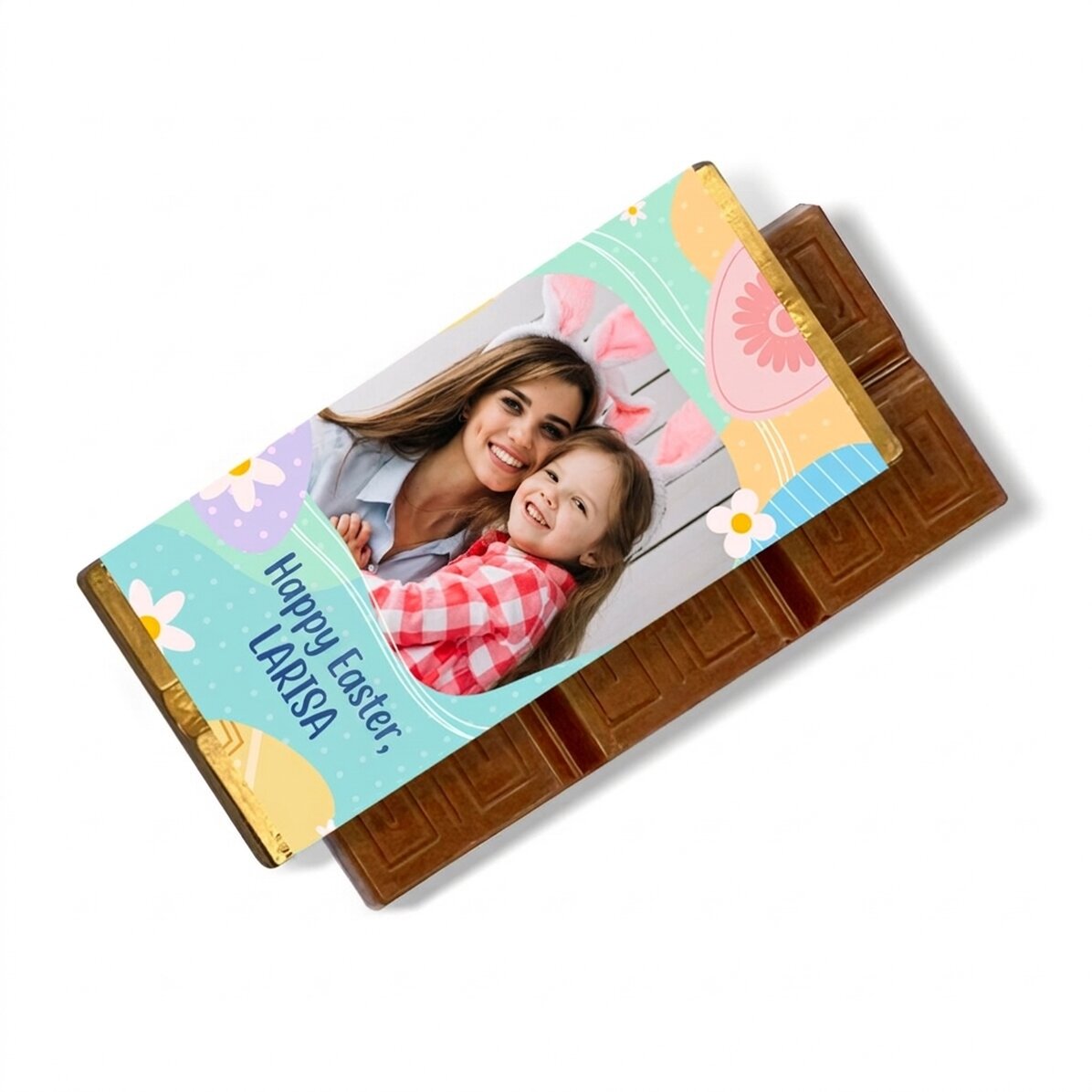 Mini-tablette de chocolat personnalisée avec un message et une photo - Un cadeau gourmand pour Pâque