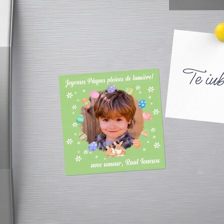 Aimant 10 x 10 personnalisé avec une photo et un texte - Pâques