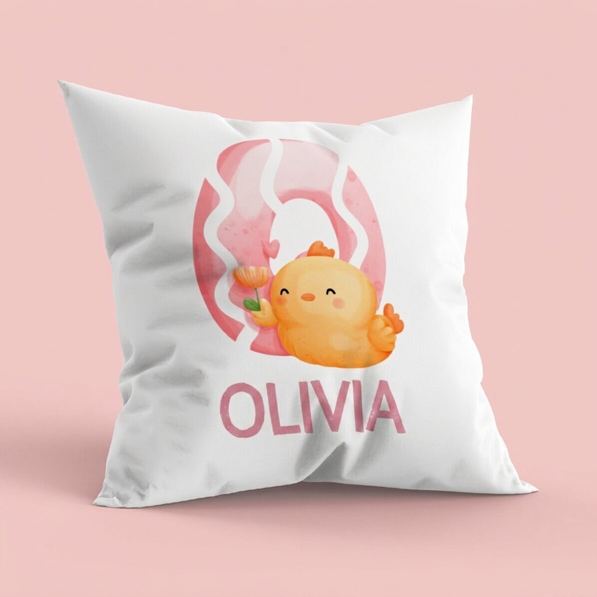 Coussin personnalisé avec prénom et initiale - Cute