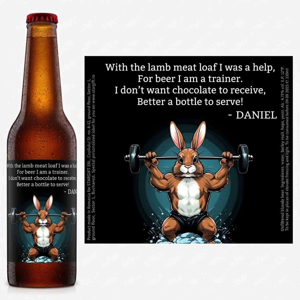 Bier met een persoonlijke boodschap - Bunny power