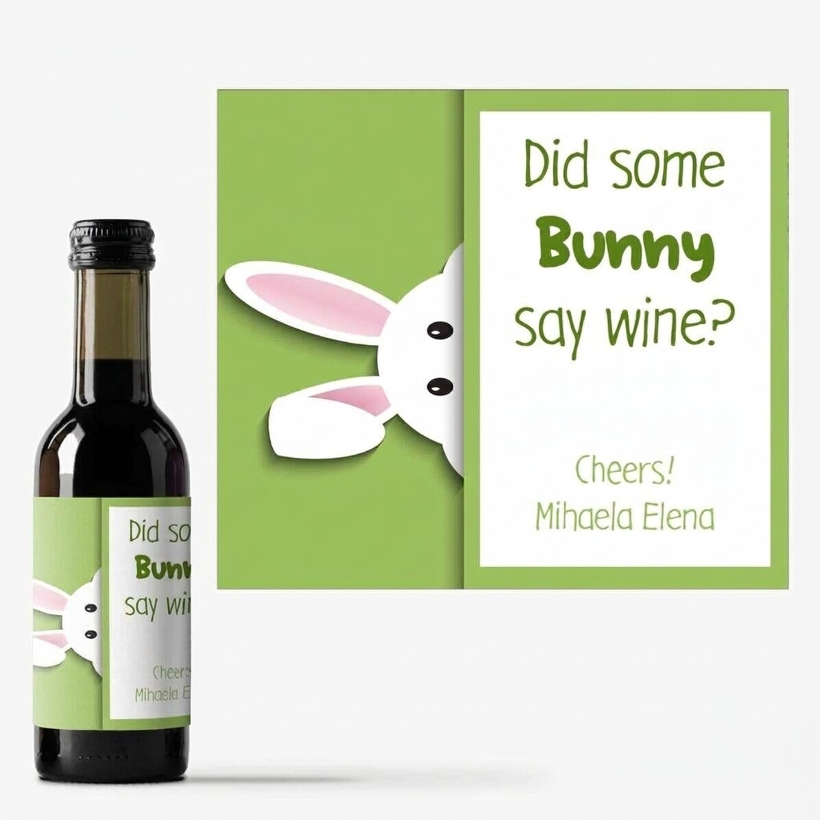 Mini-bouteille de vin personnalisée avec un message - Bunny