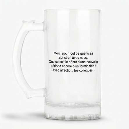 Chope à bière personnalisée avec un message