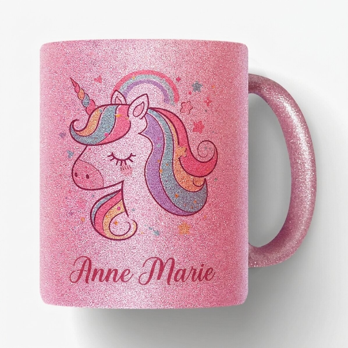 Mok met glitter, gepersonaliseerd met naam - Eenhoorn