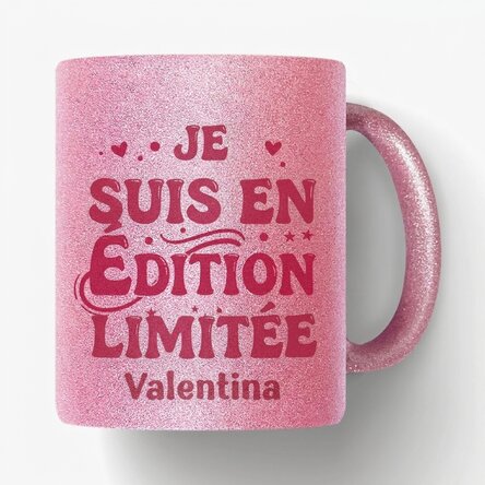Tasse à paillettes personnalisée avec un prénom - Édition limitée