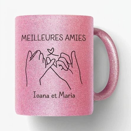 Tasse à paillettes personnalisée avec un prénom - meilleure amie
