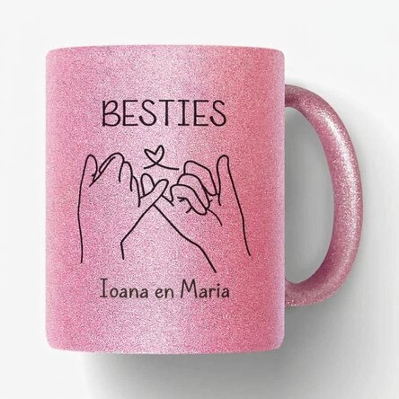 Mok met glitter, gepersonaliseerd met naam - beste vriend(in)