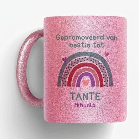 Gepersonaliseerde glitterbeker met tekst - Rainbow