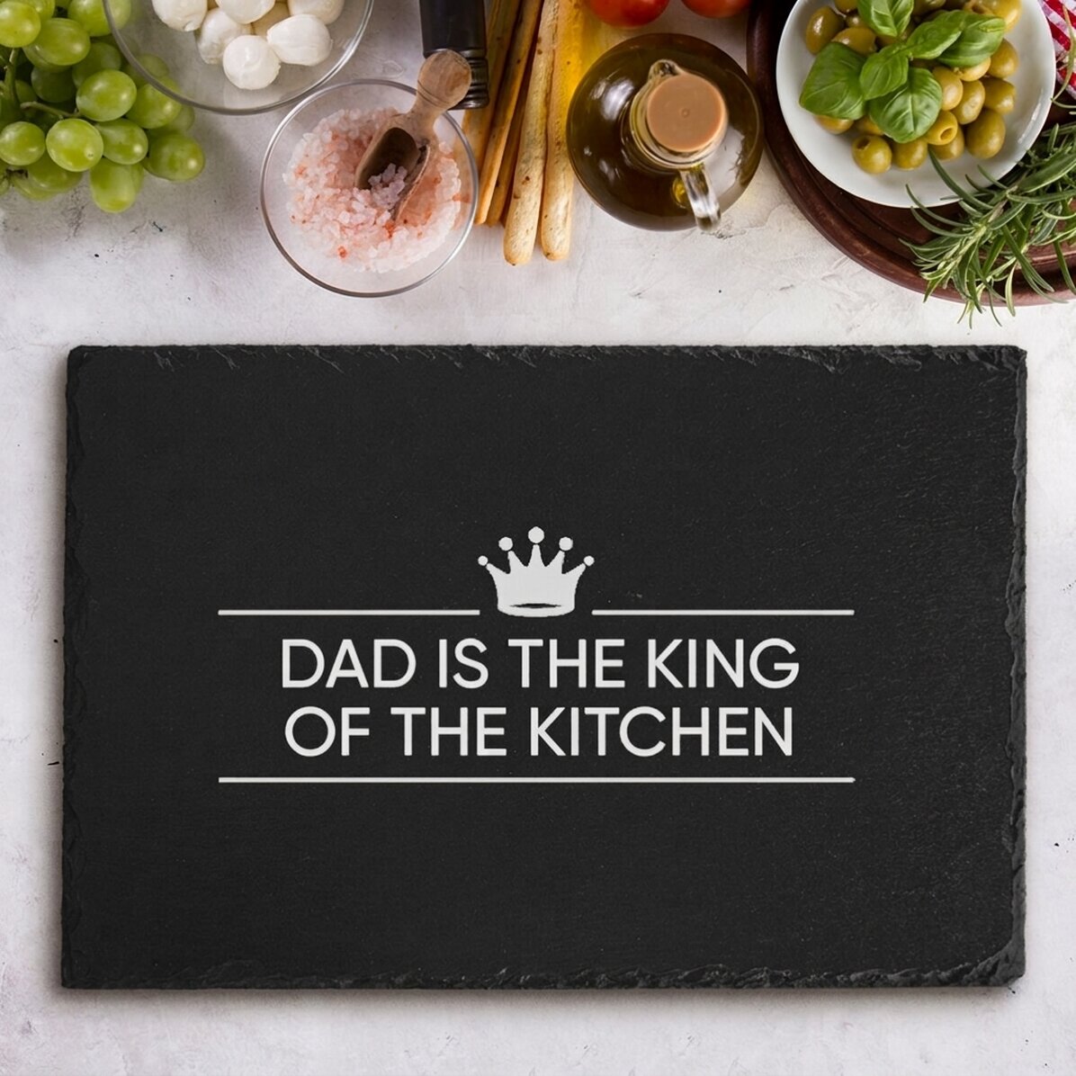 Op maat gemaakte leisteenplaat met gegraveerde tekst - The King Of The Kitchen