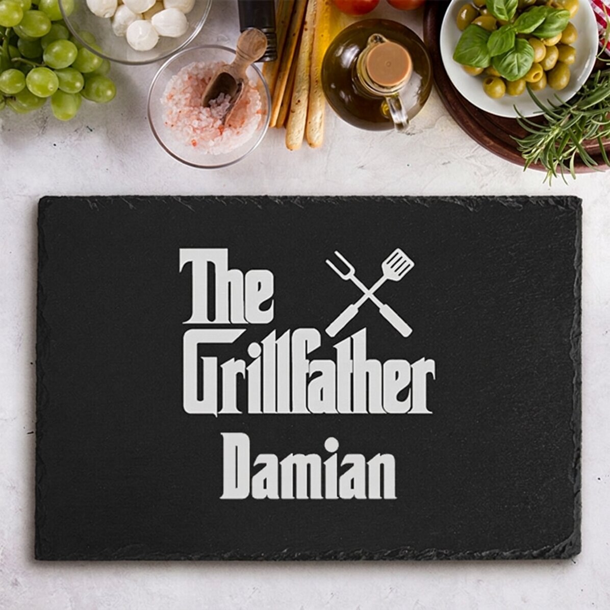 Op maat gemaakte leisteenplaat met gegraveerde tekst - The Grillfather