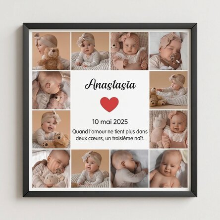 Tableau personnalisé avec 12 photos et un texte - Souvenirs