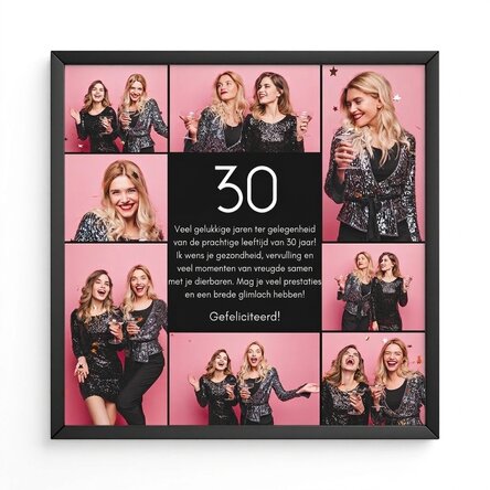 Gepersonaliseerd schilderij met 8 foto’s en tekst – Gelukkige verjaardag