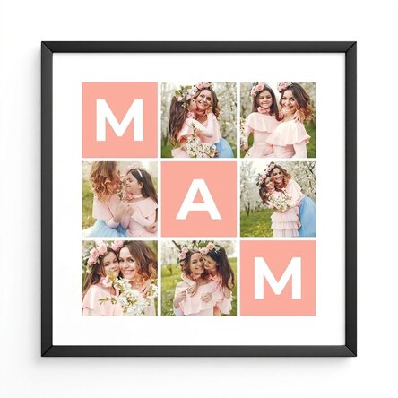Gepersonaliseerd schilderij met 6 foto’s en tekst - Family