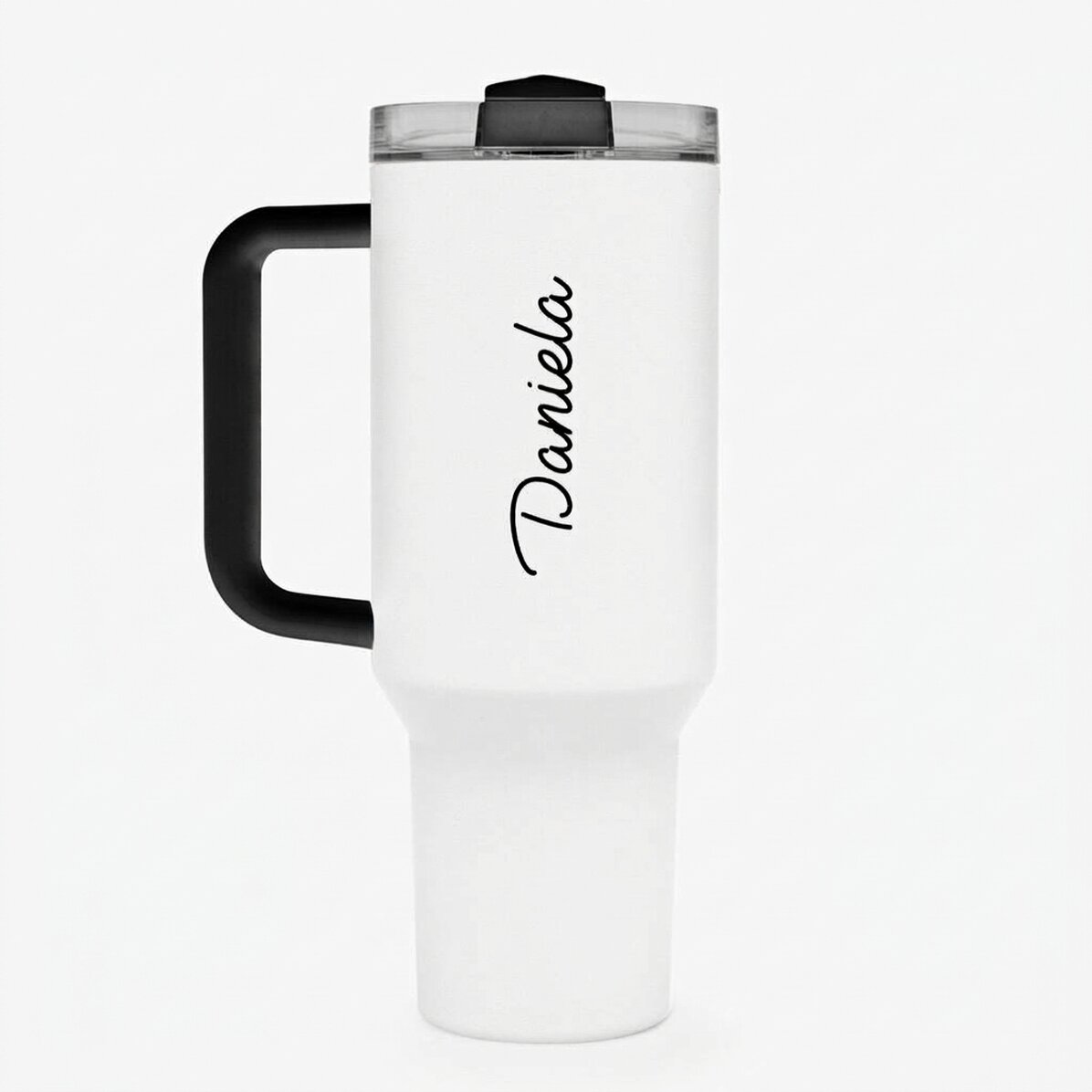 Thermosfles met handvat en rietje, gepersonaliseerd met naam
